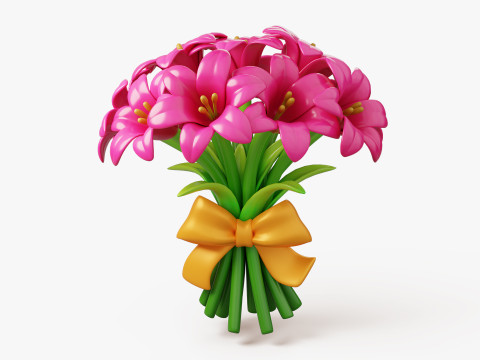 Stylized Lily Bouquet Pack 3D Model