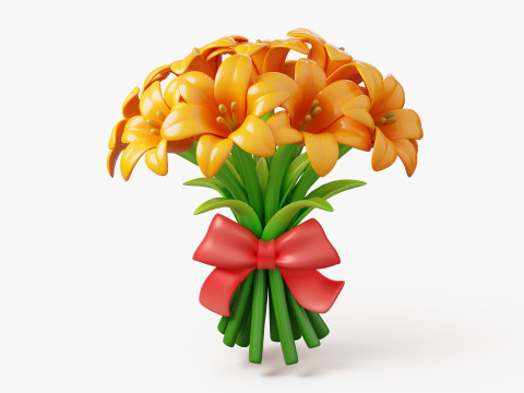 Stylized Lily Bouquet Pack 3D Model
