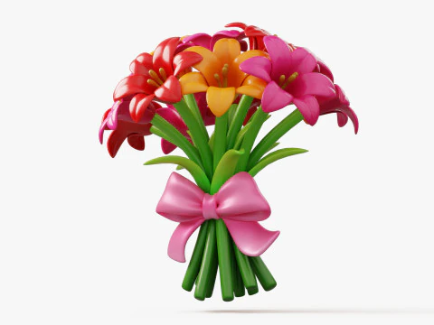 Stylized Lily Bouquet Pack 3D Model