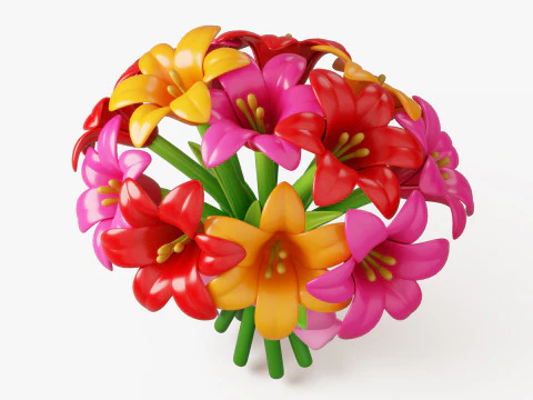 Stylized Lily Bouquet Pack 3D Model