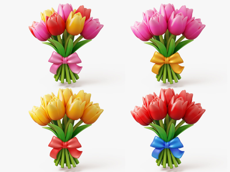 Stylized Tulip Bouquet Pack Modelo 3D .c4d .max .obj .3ds .fbx .stl .blend