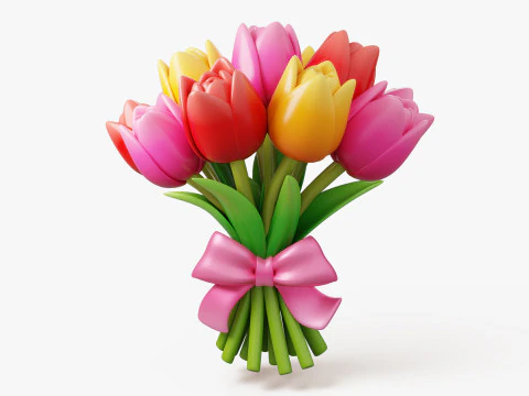 Pacote de buqu&ecirc; de tulipas estilizadas Modelo 3D