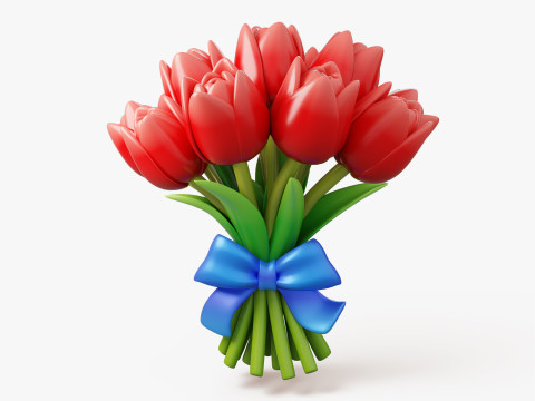 Stylized Tulip Bouquet Pack Modelo 3D