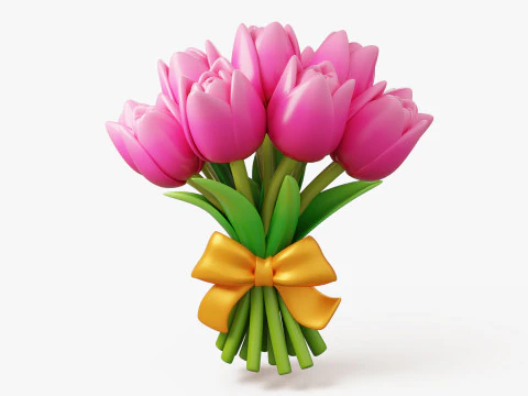 Pacote de buqu&ecirc; de tulipas estilizadas Modelo 3D