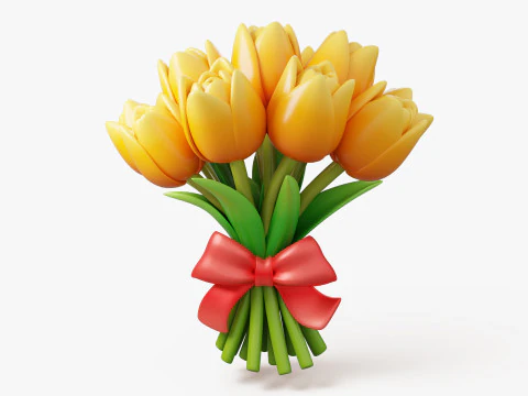 Pacote de buqu&ecirc; de tulipas estilizadas Modelo 3D