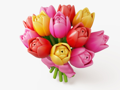 Stylized Tulip Bouquet Pack Modelo 3D
