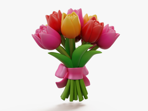 Stylized Tulip Bouquet Pack Modelo 3D