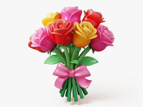 Stylized Rose Bouquet Pack 3D 모델