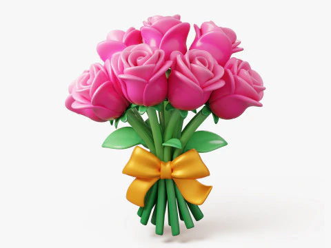 Stylized Rose Bouquet Pack 3D Model