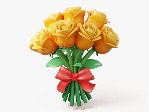 Stylized Rose Bouquet Pack 3D Model