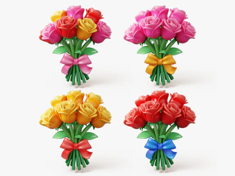 Stylized Flower Bouquet Pack 3D Model