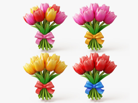 Stylized Flower Bouquet Pack Modelo 3D
