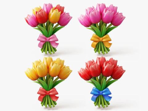 Stylized Flower Bouquet Pack 3D Model