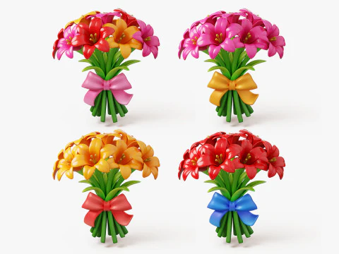 Stylized Flower Bouquet Pack 3D Model