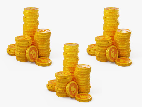Stylized Coin Stack 3D Model