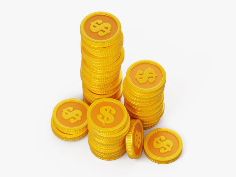 Stylized Coin Stack Modello 3D