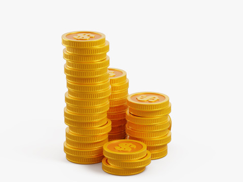 Stylized Coin Stack Modello 3D