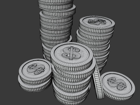 Stylized Coin Stack Modello 3D