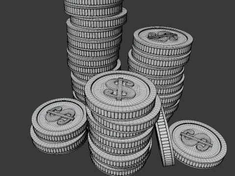 程式化的硬币堆栈 3D 模型