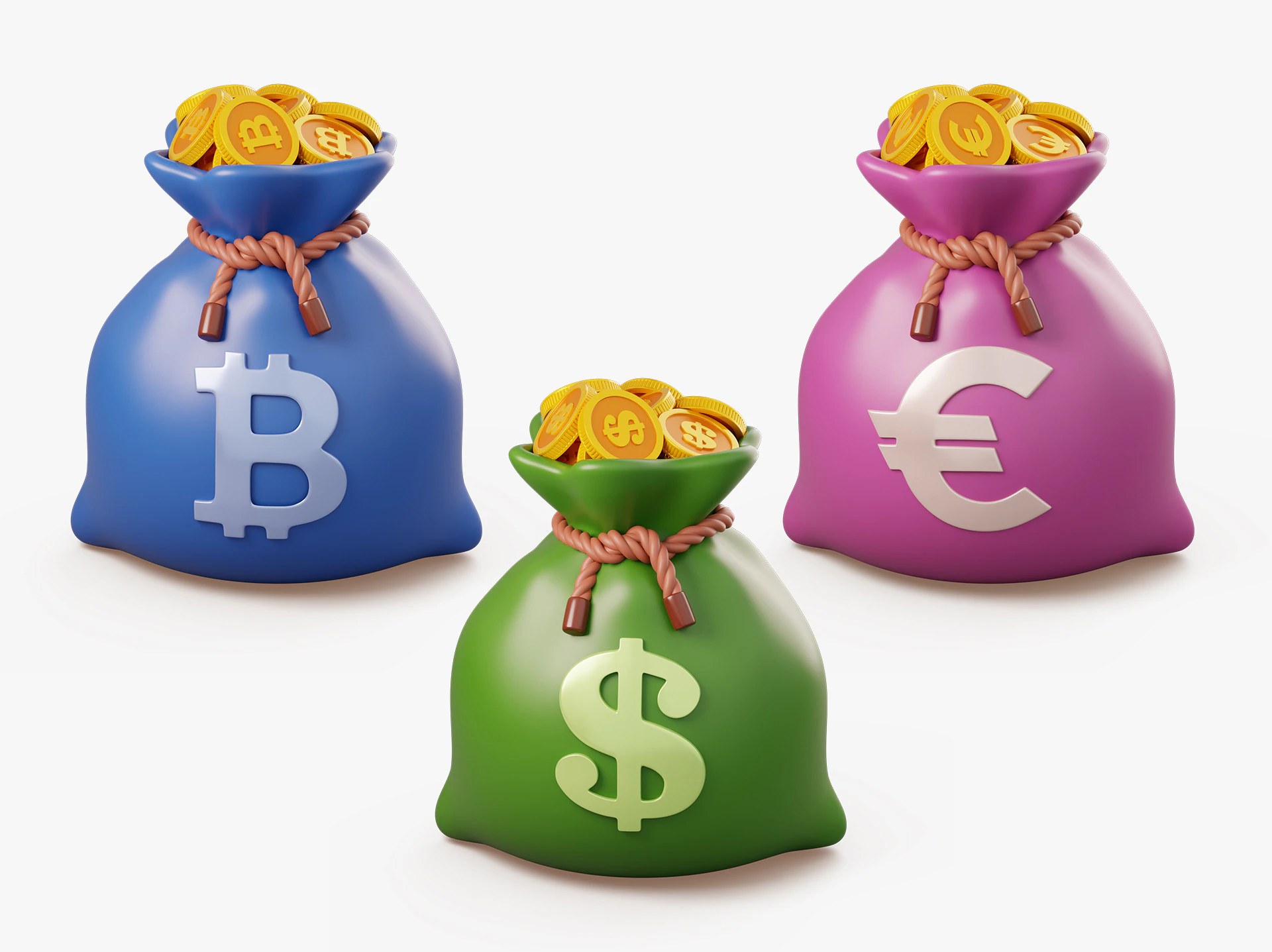 Stylized Money Bag 3D Model .c4d .max .obj .3ds .fbx .stl .blend 
