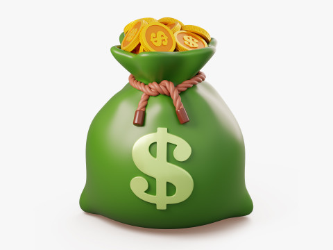 Stylized Money Bag 3D-Modell