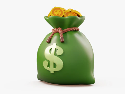 Stylized Money Bag 3D Model