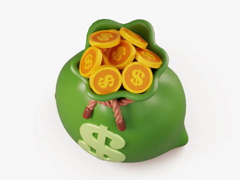 Stylized Money Bag 3D Model
