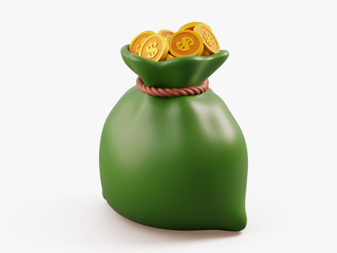 Stylized Money Bag 3D-Modell