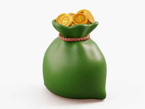 Stylized Money Bag 3D Model