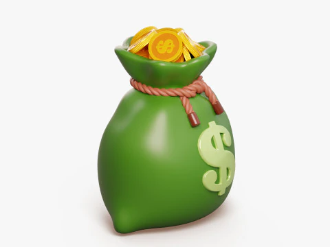 Stylized Money Bag 3D Model