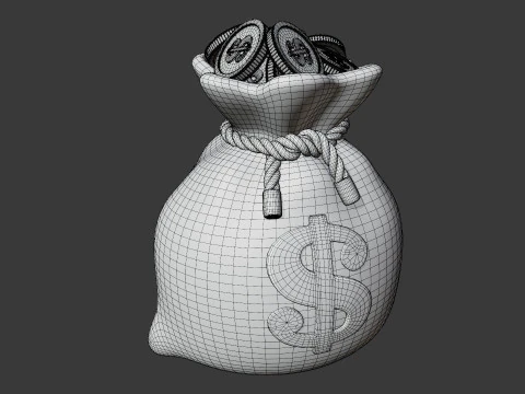 Stylized Money Bag 3D Model