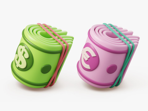 Stylized Money Roll 3D Model