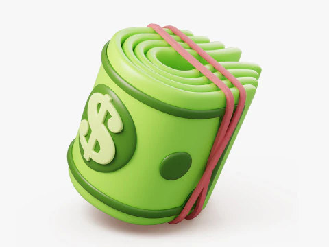 Stylized Money Roll 3D Model