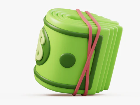 Stylized Money Roll 3D Model