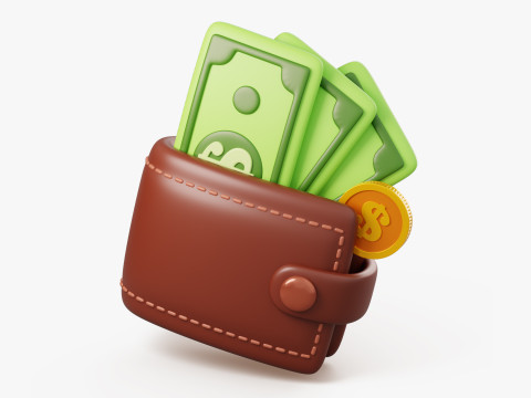 Stylized Wallet with Money 3D 모델