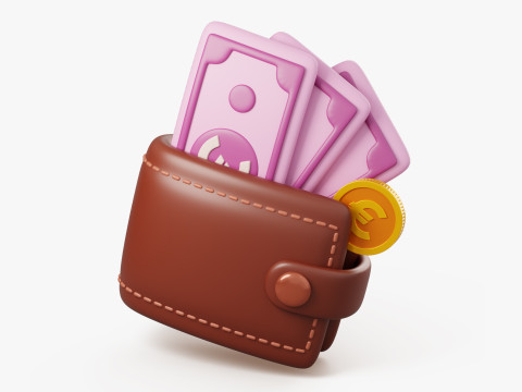 Stylized Wallet with Money 3D 모델