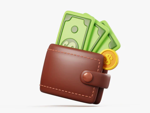 Stylized Wallet with Money 3D Model