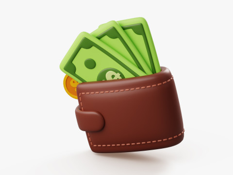 Stylized Wallet with Money 3D 모델