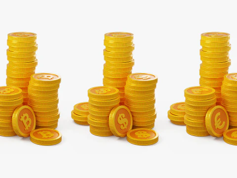 Stylized Money Icons 3D Collection 3D Model
