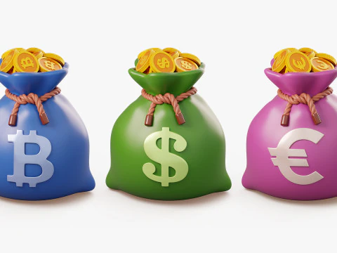 Stylized Money Icons 3D Collection 3D Model
