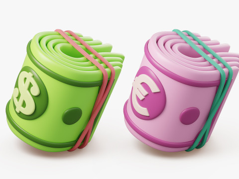 Stylized Money Icons 3D Collection Modelo 3D