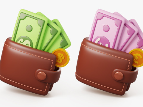 Stylized Money Icons 3D Collection Modelo 3D