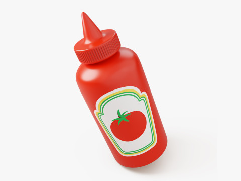 Stylized Ketchup Bottle 3D Model