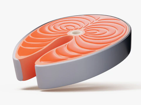 Stylized Salmon Steak 3D Model