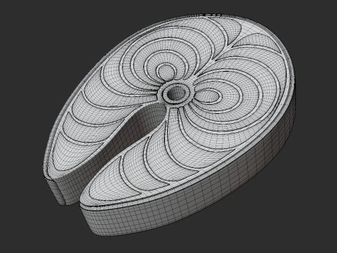 Stylized Salmon Steak 3D Model