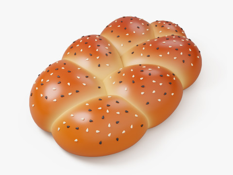 Braided Bun with Sesame Seeds 3D 模型