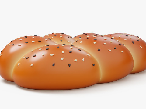 Braided Bun with Sesame Seeds Model 3D