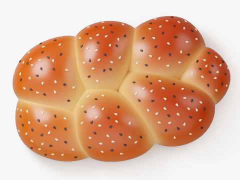 Braided Bun with Sesame Seeds Model 3D