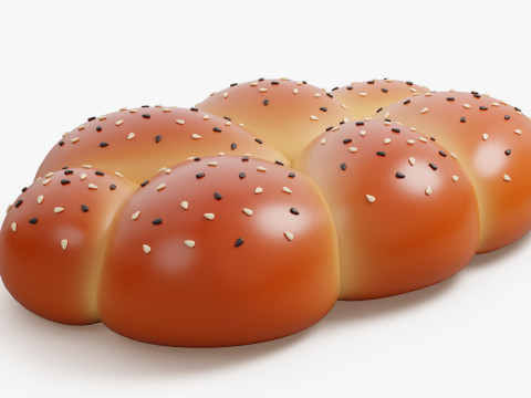 Braided Bun with Sesame Seeds Model 3D