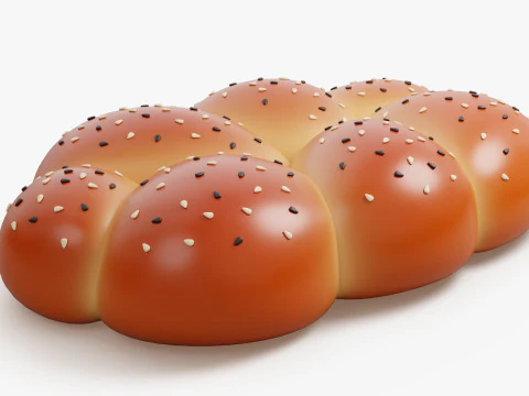 Braided Bun with Sesame Seeds 3D Model
